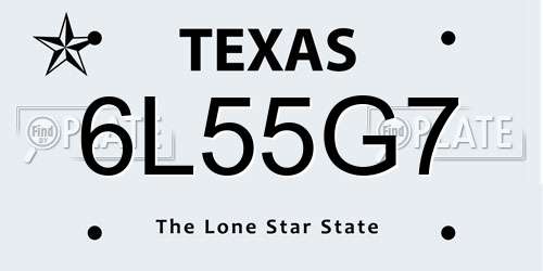 6L55G7 Texas License Plate