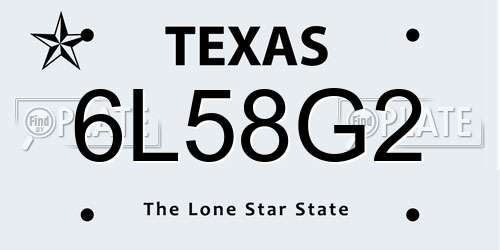 6L58G2 Texas License Plate