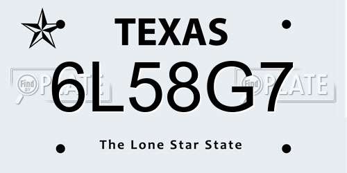 6L58G7 Texas License Plate
