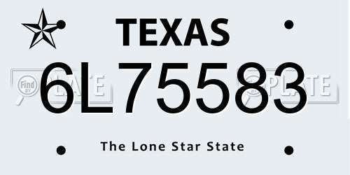 6L75583 Texas License Plate