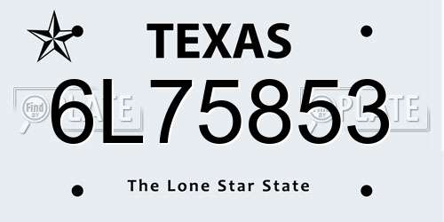 6L75853 Texas License Plate
