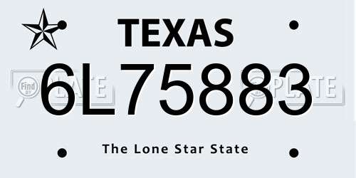 6L75883 Texas License Plate