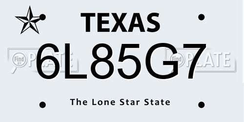 6L85G7 Texas License Plate