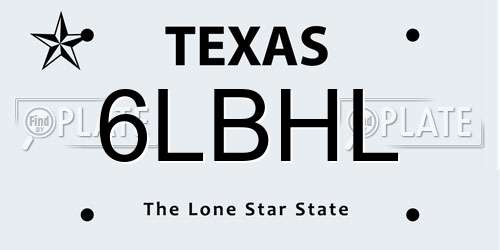6LBHL Texas License Plate