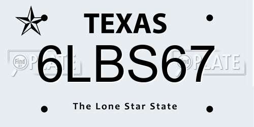 6LBS67 Texas License Plate