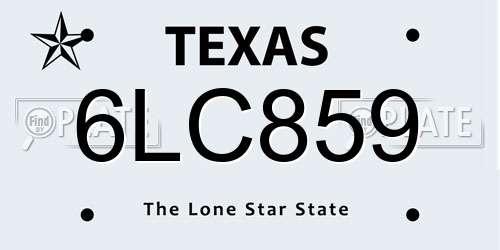 6LC859 Texas License Plate