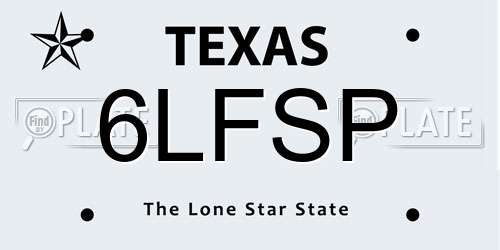 6LFSP Texas License Plate