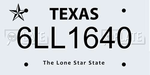 6LL1640 Texas License Plate