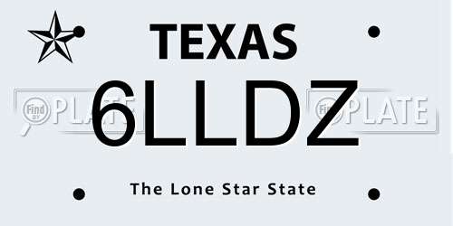 6LLDZ Texas License Plate