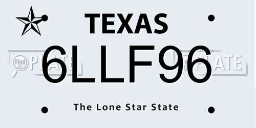 6LLF96 Texas License Plate