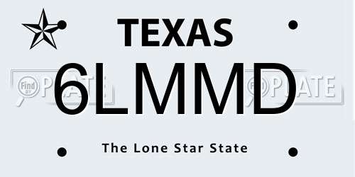6LMMD Texas License Plate