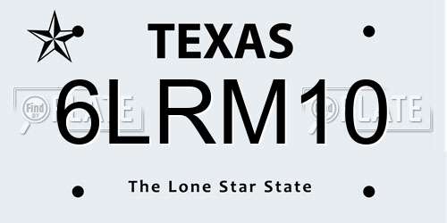 6LRM10 Texas License Plate