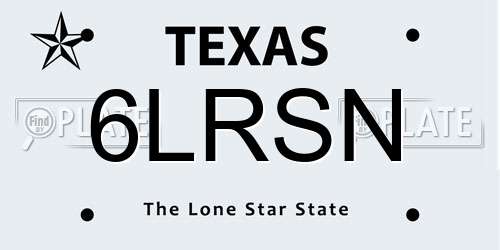 6LRSN Texas License Plate