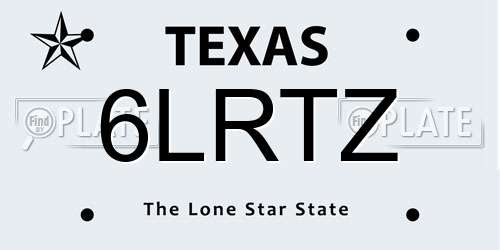 6LRTZ Texas License Plate