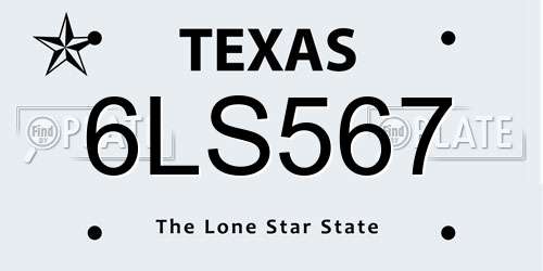 6LS567 Texas License Plate