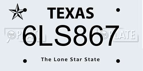 6LS867 Texas License Plate