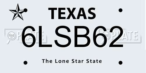 6LSB62 Texas License Plate