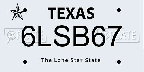 6LSB67 Texas License Plate