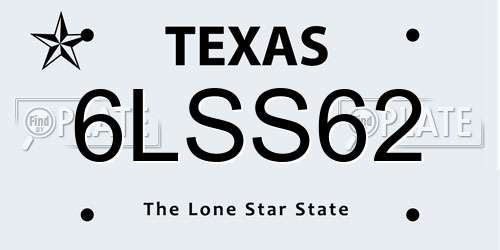6LSS62 Texas License Plate