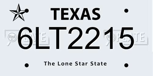 6LT2215 Texas License Plate