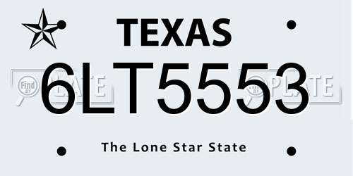 6LT5553 Texas License Plate