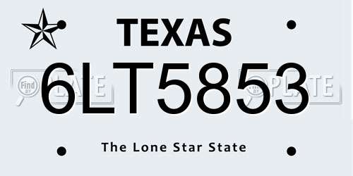 6LT5853 Texas License Plate
