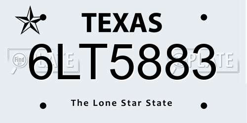 6LT5883 Texas License Plate