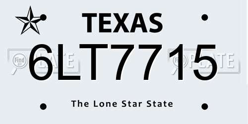 6LT7715 Texas License Plate