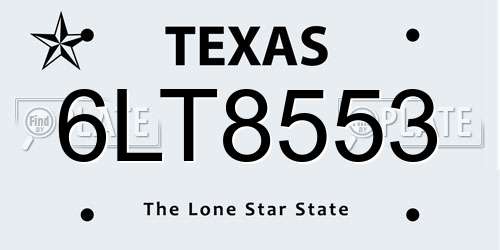 6LT8553 Texas License Plate