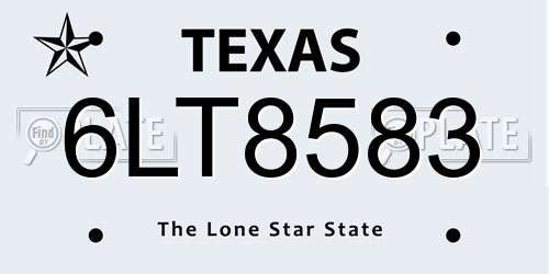 6LT8583 Texas License Plate