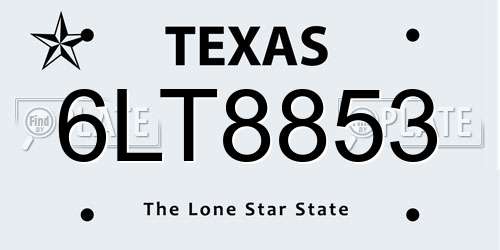 6LT8853 Texas License Plate