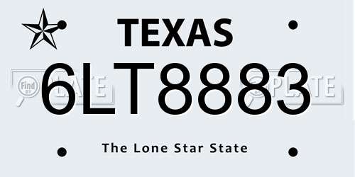6LT8883 Texas License Plate
