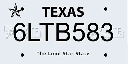 6LTB583 Texas License Plate