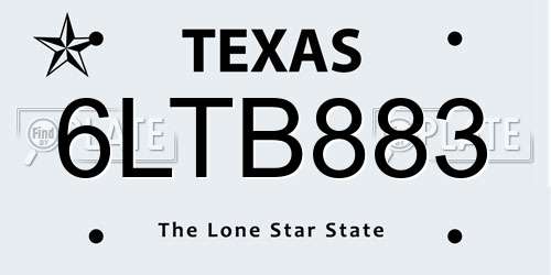 6LTB883 Texas License Plate