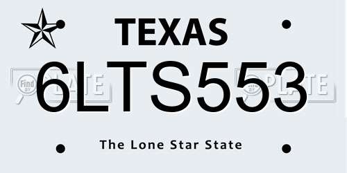 6LTS553 Texas License Plate
