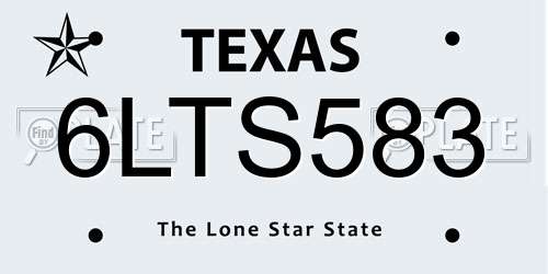 6LTS583 Texas License Plate