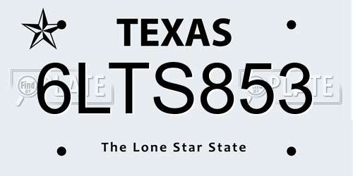 6LTS853 Texas License Plate