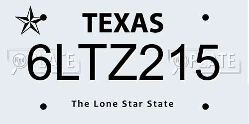 6LTZ215 Texas License Plate