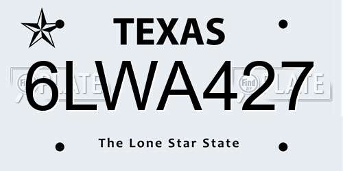 6LWA427 Texas License Plate