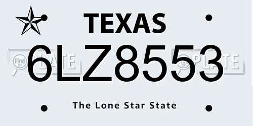6LZ8553 Texas License Plate