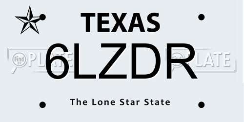 6LZDR Texas License Plate