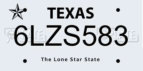 6LZS583 Texas License Plate