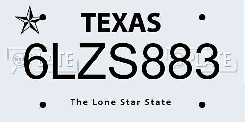 6LZS883 Texas License Plate