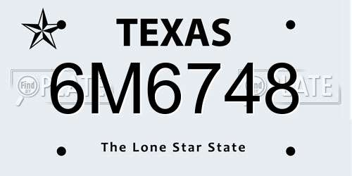6M6748 Texas License Plate