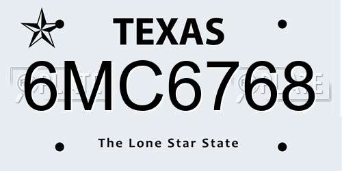 6MC6768 Texas License Plate