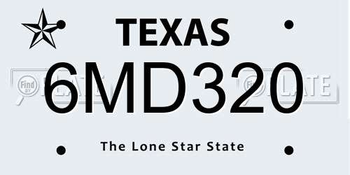 6MD320 Texas License Plate