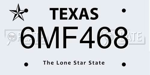 6MF468 Texas License Plate