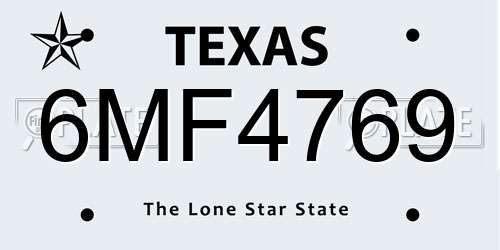 6MF4769 Texas License Plate
