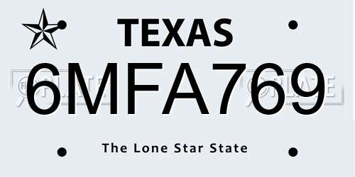 6MFA769 Texas License Plate