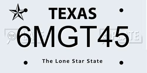 6MGT45 Texas License Plate